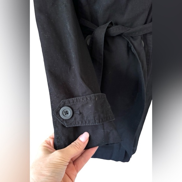 NWOT Old Navy Classic Black Trench Coat in Cotton - double breasted - Picture 7 of 10